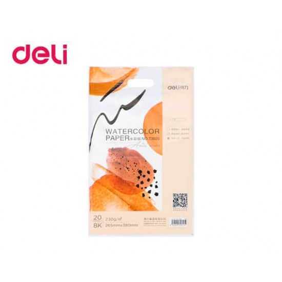 DELI ΦΥΛΛΑ ΑΚΟΥΑΡΕΛΑΣ ΤΣΑΝΤΑ 20Φ 8K (265x380mm) 230g/m2